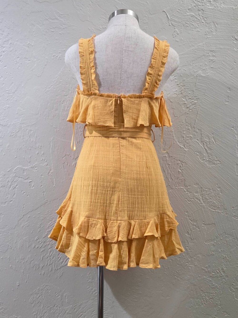 Yellow Ruffle Mini Dress‎ - Picture 3 of 4
